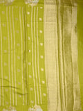 Green mango fancy saree light parrot green color allover zari motifs & zari border with brocade pallu and contrast blouse