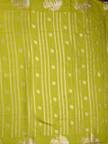 Green mango fancy saree light parrot green color allover zari motifs & zari border with brocade pallu and contrast blouse