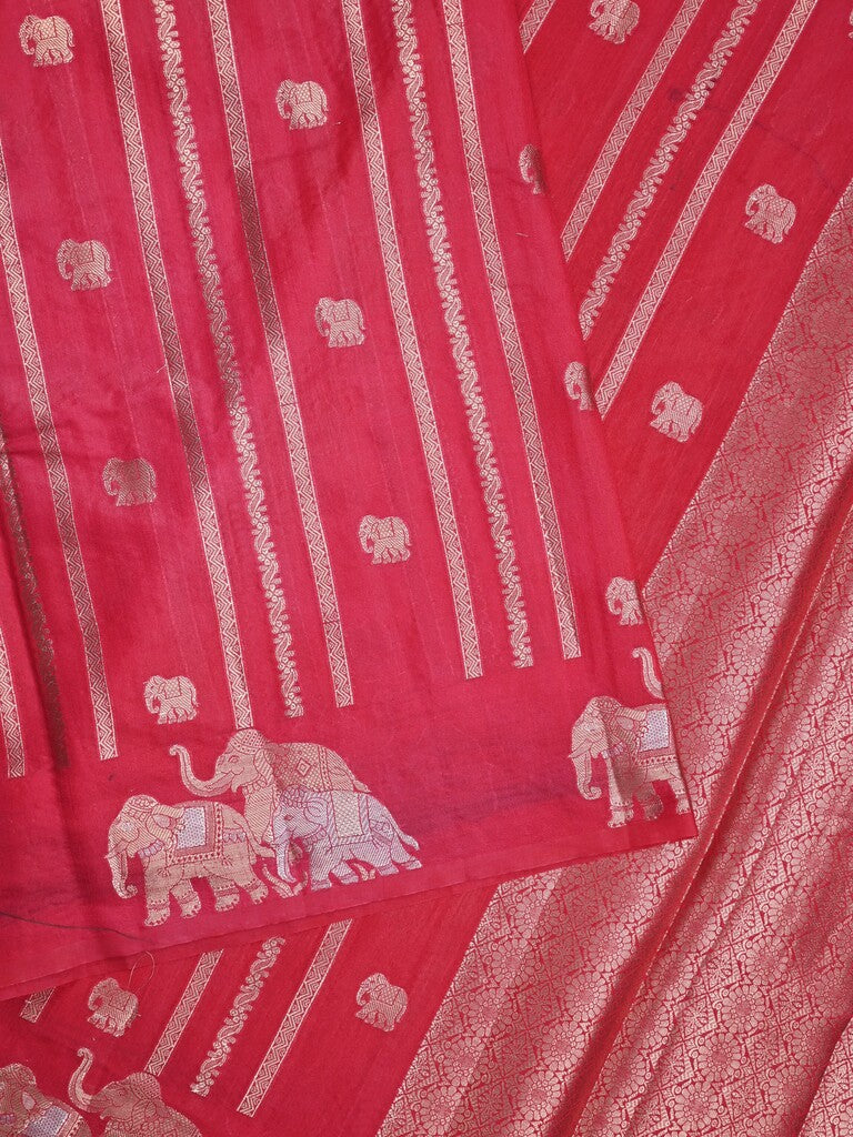 Green mango fancy saree dark pink color allover zari motifs & zari border with brocade pallu and contrast blouse blouse