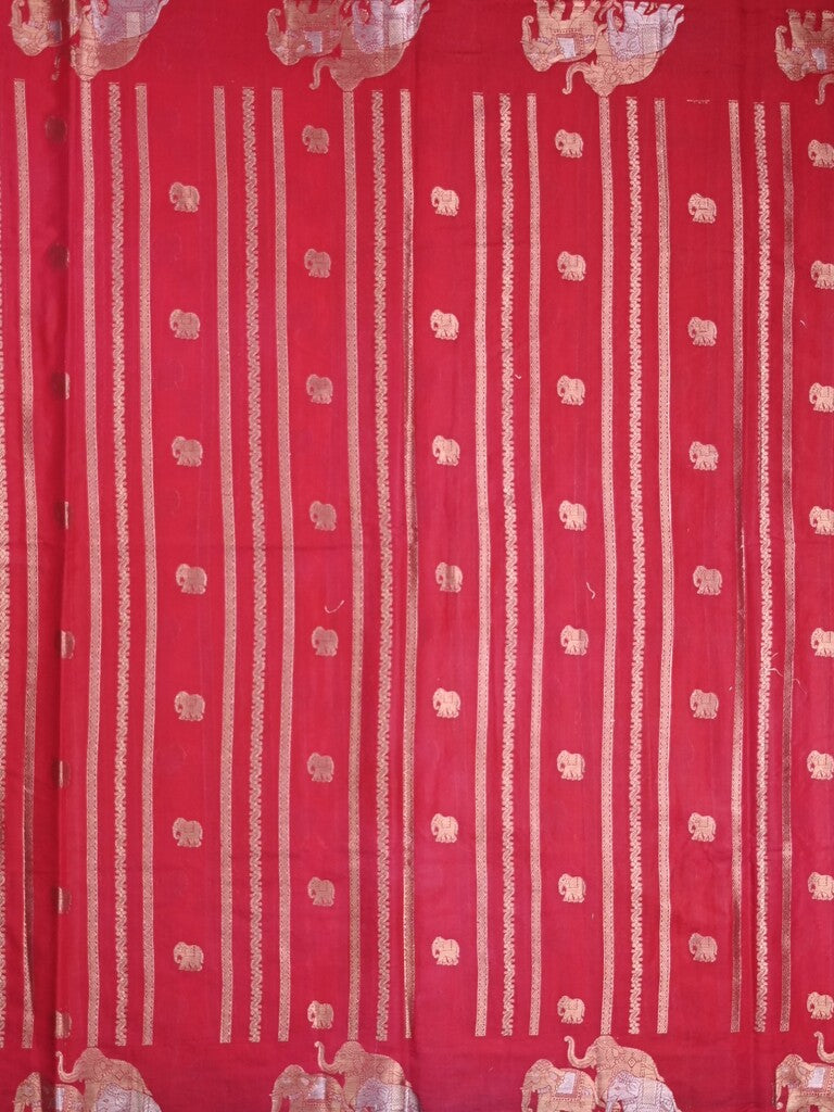 Green mango fancy saree dark pink color allover zari motifs & zari border with brocade pallu and contrast blouse blouse