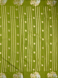Green mango fancy saree parrot green color allover zari motifs & zari border with brocade pallu and contrast blouse