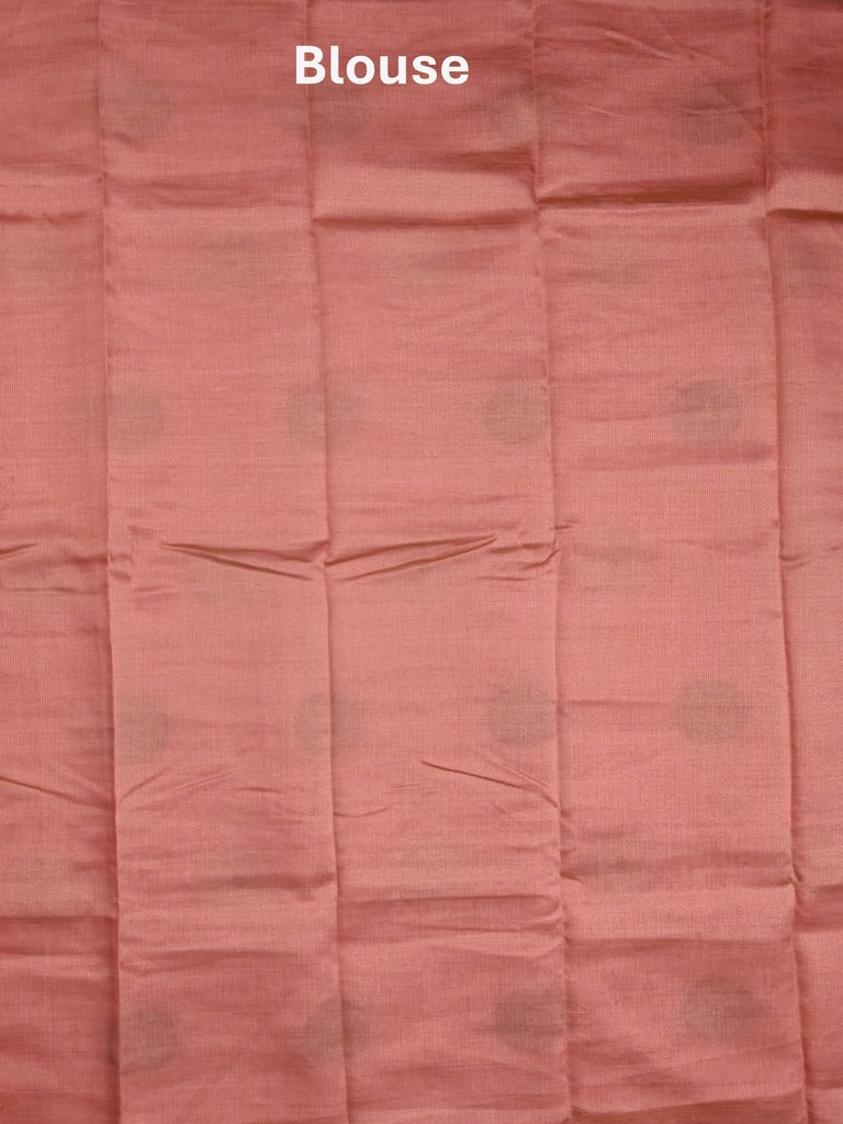 Dupion fancy saree baby pink color allover motifs & zari border with zari pallu and brocade blouse