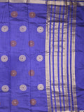Dupion fancy saree royal blue color allover motifs & zari border with zari pallu and brocade blouse