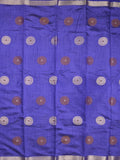 Dupion fancy saree royal blue color allover motifs & zari border with zari pallu and brocade blouse