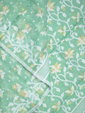 Jamdani cotton saree lux green color allover weaves & weaving border with weaving pallu and attached blouse