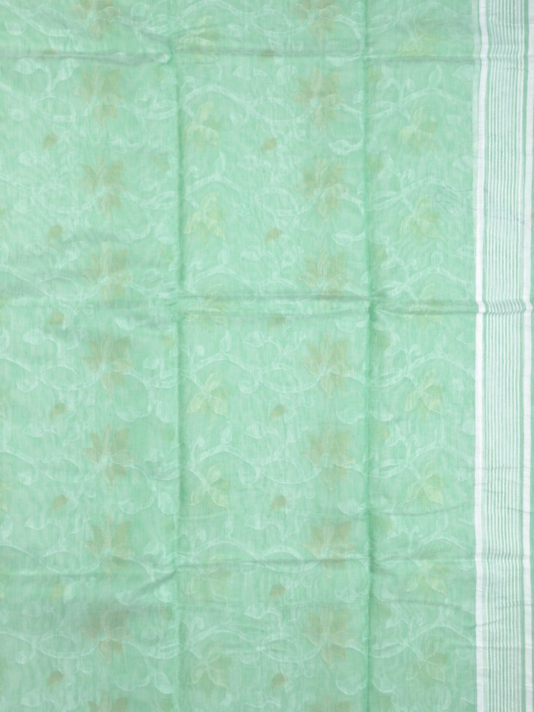 Jamdani cotton saree lux green color allover weaves & weaving border with weaving pallu and attached blouse