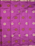 Dupion fancy saree purple color allover motifs & zari border with zari pallu and brocade blouse