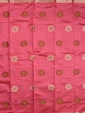 Dupion fancy saree pink color allover motifs & zari border with zari pallu and brocade blouse