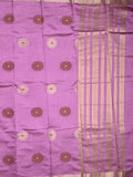 Dupion fancy saree lavender color allover motifs & zari border with zari pallu and brocade blouse
