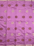 Dupion fancy saree lavender color allover motifs & zari border with zari pallu and brocade blouse
