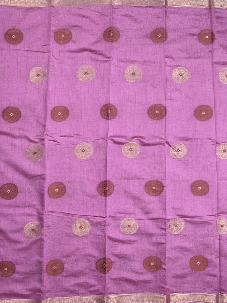 Dupion fancy saree lavender color allover motifs & zari border with zari pallu and brocade blouse