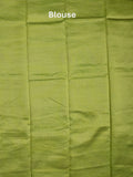 Dupion fancy saree parrot green color allover motifs & zari border with zari pallu and brocade blouse
