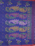 Bengali cotton saree royal blue color allover weaves and weaving border with weaving pallu