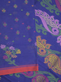 Bengali cotton saree royal blue color allover weaves and weaving border with weaving pallu