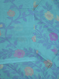 Bengali cotton saree sky blue color allover weaves and weaving border with weaving pallu