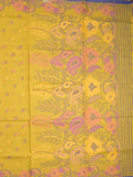 Bengali cotton saree golden yellow color allover weaves and weaving border with weaving pallu