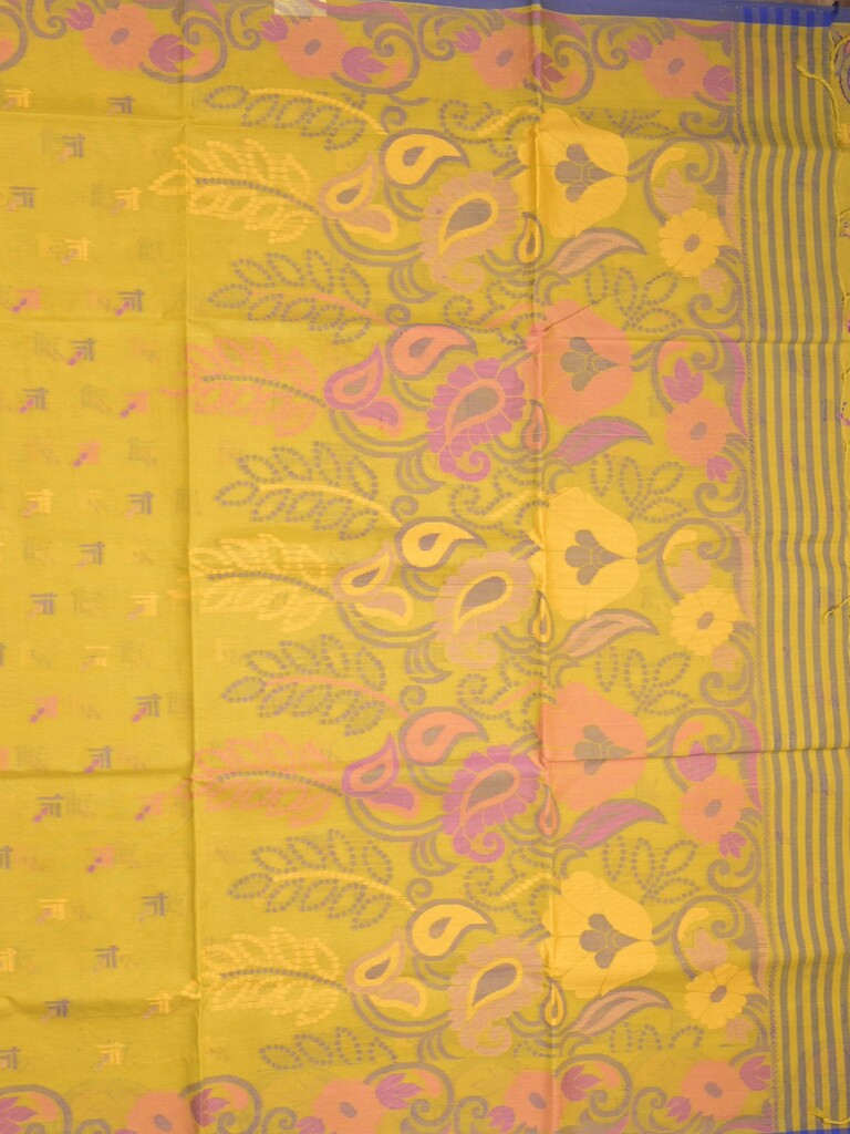 Bengali cotton saree golden yellow color allover weaves and weaving border with weaving pallu