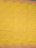 Bengali cotton saree golden yellow color allover weaves and weaving border with weaving pallu