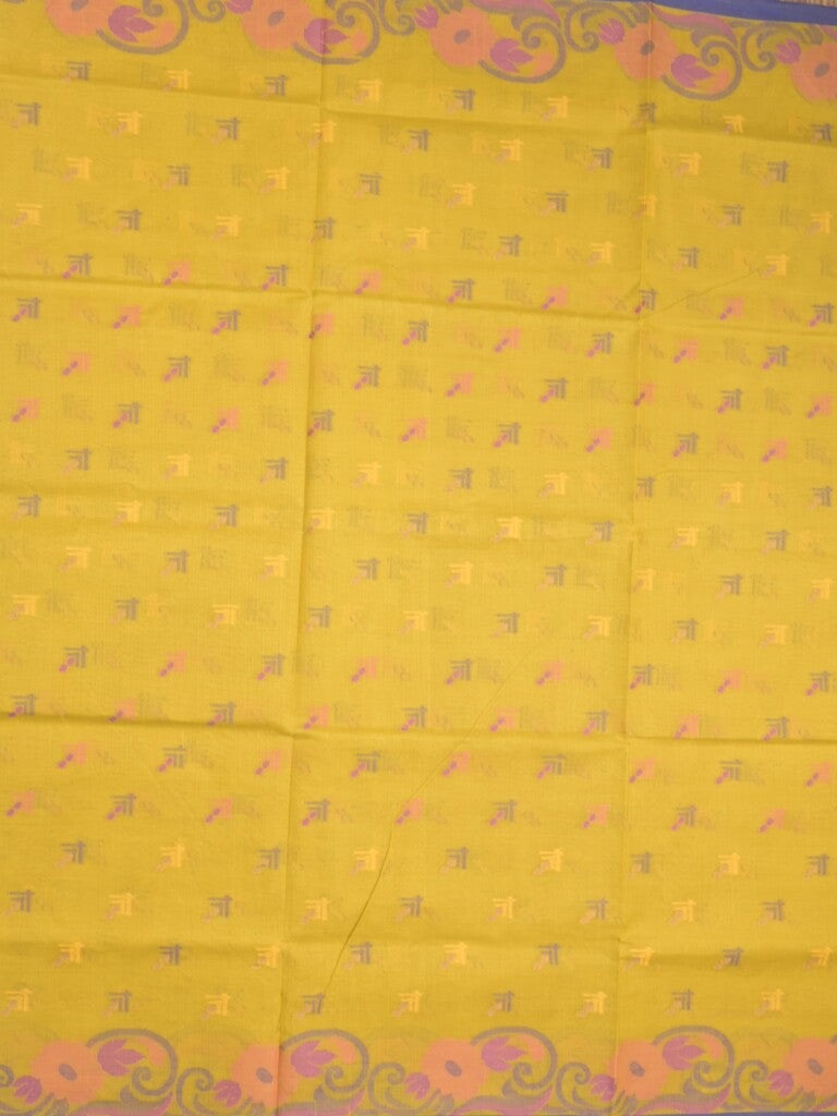 Bengali cotton saree golden yellow color allover weaves and weaving border with weaving pallu
