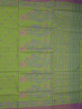 Bengali cotton saree bottle green color allover weaves and weaving border with weaving pallu