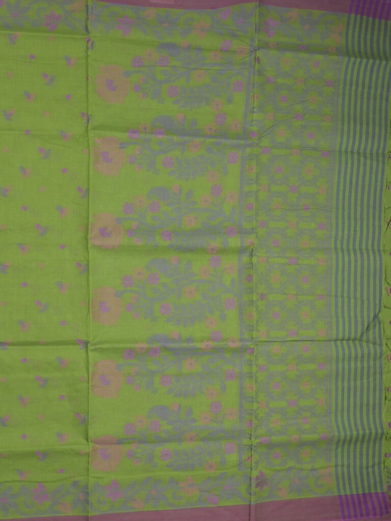 Bengali cotton saree bottle green color allover weaves and weaving border with weaving pallu