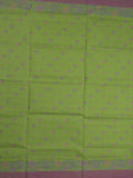 Bengali cotton saree bottle green color allover weaves and weaving border with weaving pallu