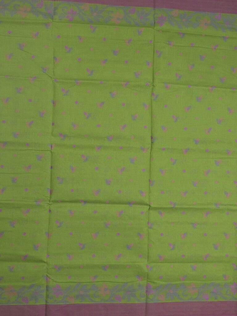 Bengali cotton saree bottle green color allover weaves and weaving border with weaving pallu