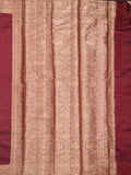 Chanderi fancy saree maroon color allover plain & zari border with zari pallu and running blouse