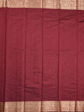 Chanderi fancy saree maroon color allover plain & zari border with zari pallu and running blouse