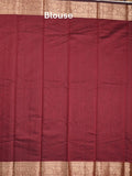 Chanderi fancy saree maroon color allover plain & zari border with zari pallu and running blouse