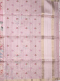 Tussar fancy saree light purple color allover prints & small kaddi border with printed pallu and attached plain blouse