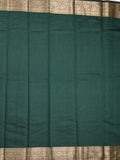 Chanderi fancy saree bottle green color allover plain & zari border with zari pallu and running blouse