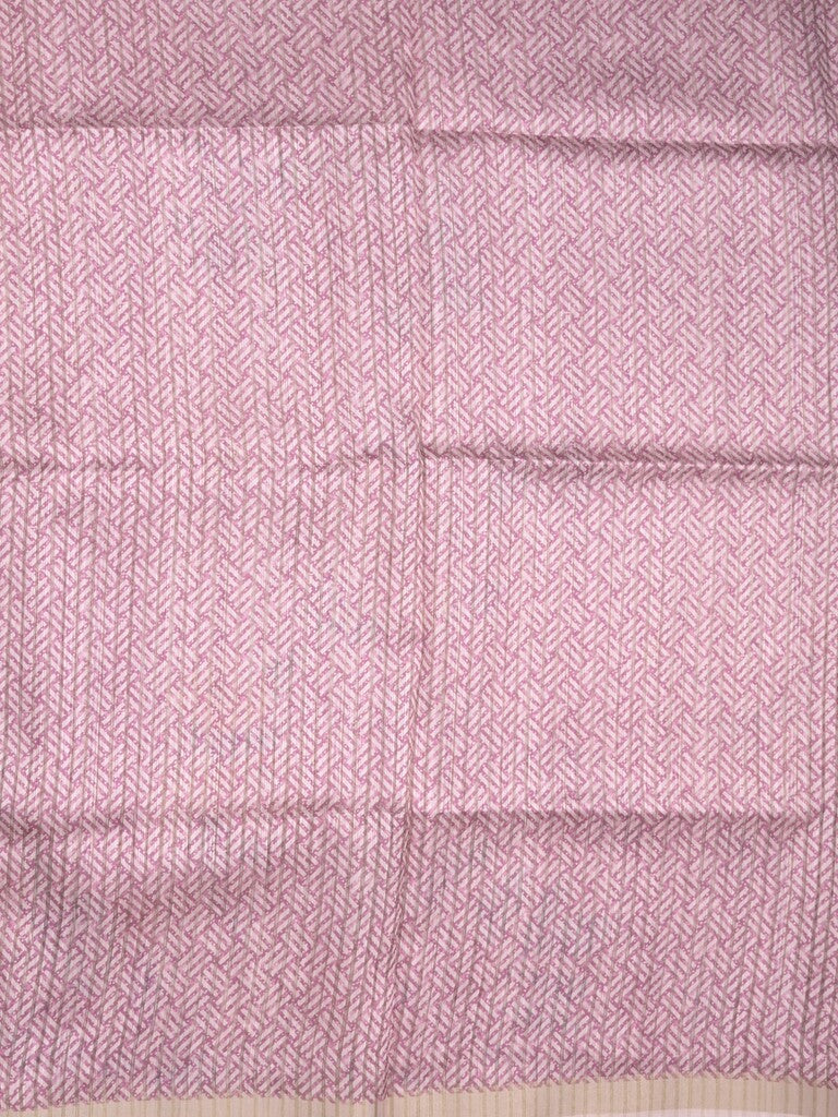 Tussar fancy saree light purple color allover prints & small kaddi border with printed pallu and attached plain blouse