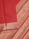 Chanderi fancy saree red color allover plain & zari border with zari pallu and running blouse
