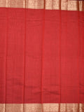 Chanderi fancy saree red color allover plain & zari border with zari pallu and running blouse
