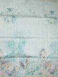 Tussar fancy saree light blue color allover prints & small kaddi border with printed pallu and attached plain blouse