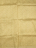 Tussar fancy saree light yellow color allover prints & small kaddi border with printed pallu and attached plain blouse