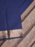 Chanderi fancy saree navy blue color allover plain & zari border with zari pallu and running blouse