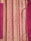 Chanderi fancy saree dark pink color allover plain & zari border with zari pallu and running blouse