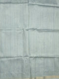 Tussar fancy saree bluish grey color allover prints & small kaddi border with printed pallu and attached plain blouse