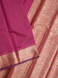 Chanderi fancy saree dark pink color allover plain & zari border with zari pallu and running blouse