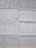 Tussar fancy saree grey color allover prints & small kaddi border with printed pallu and attached plain blouse