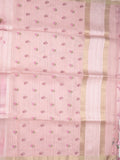Tussar fancy saree baby pink color allover prints & small kaddi border with printed pallu and attached plain blouse