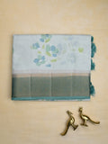 Mashru silk fancy saree pastel blue color allover prints & zari border with plain pallu and printed blouse