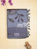 Chanderi fancy saree light blue color allover prints & kaddi border with contrast pallu and printed blouse