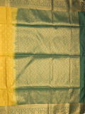 Kanchi pattu saree golden yellow color allover zari motifs & zari border with rich pallu and contrast plain blouse