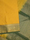 Kanchi pattu saree golden yellow color allover zari motifs & zari border with rich pallu and contrast plain blouse