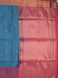 Kanchi pattu saree royal blue color allover zari weaves & zari border with contrast pallu and plain contrast blouse