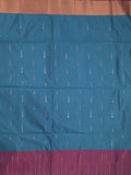 Kanchi pattu saree royal blue color allover zari weaves & zari border with contrast pallu and plain contrast blouse