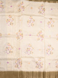 Mashru silk fancy saree white color allover prints & zari border with plain pallu and printed blouse
